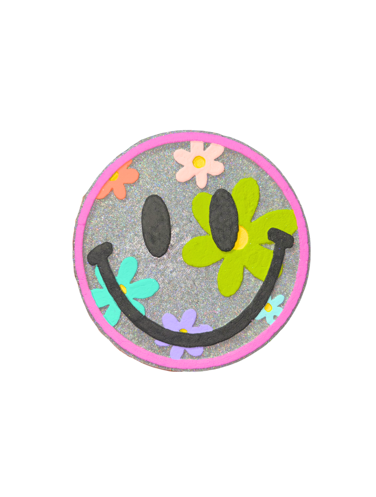 glitter flower smile face