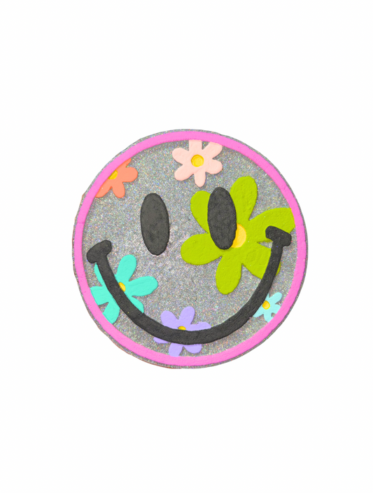 glitter flower smile face