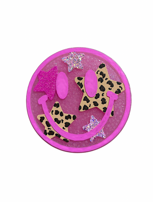 leopard pink star smile